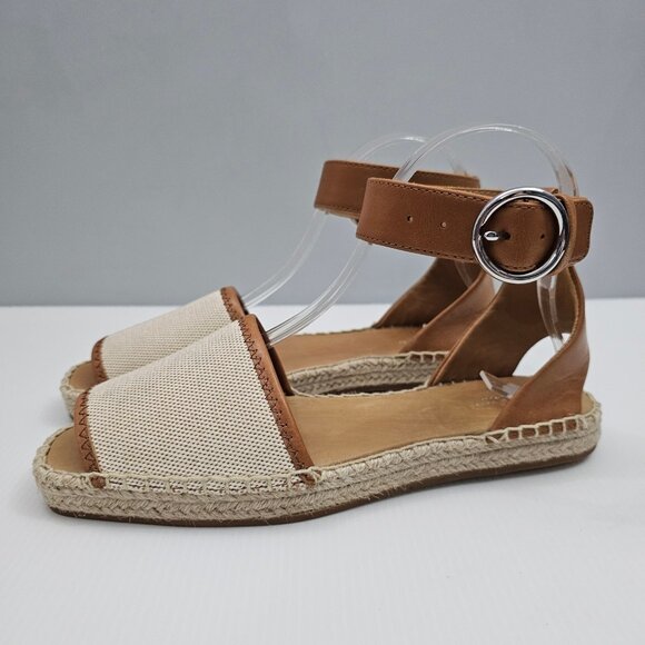NEW Rag & Bone Anteros Sandal Womens EU 37.5 Cotton Tan Espadrille Peep Toe - Picture 14 of 14